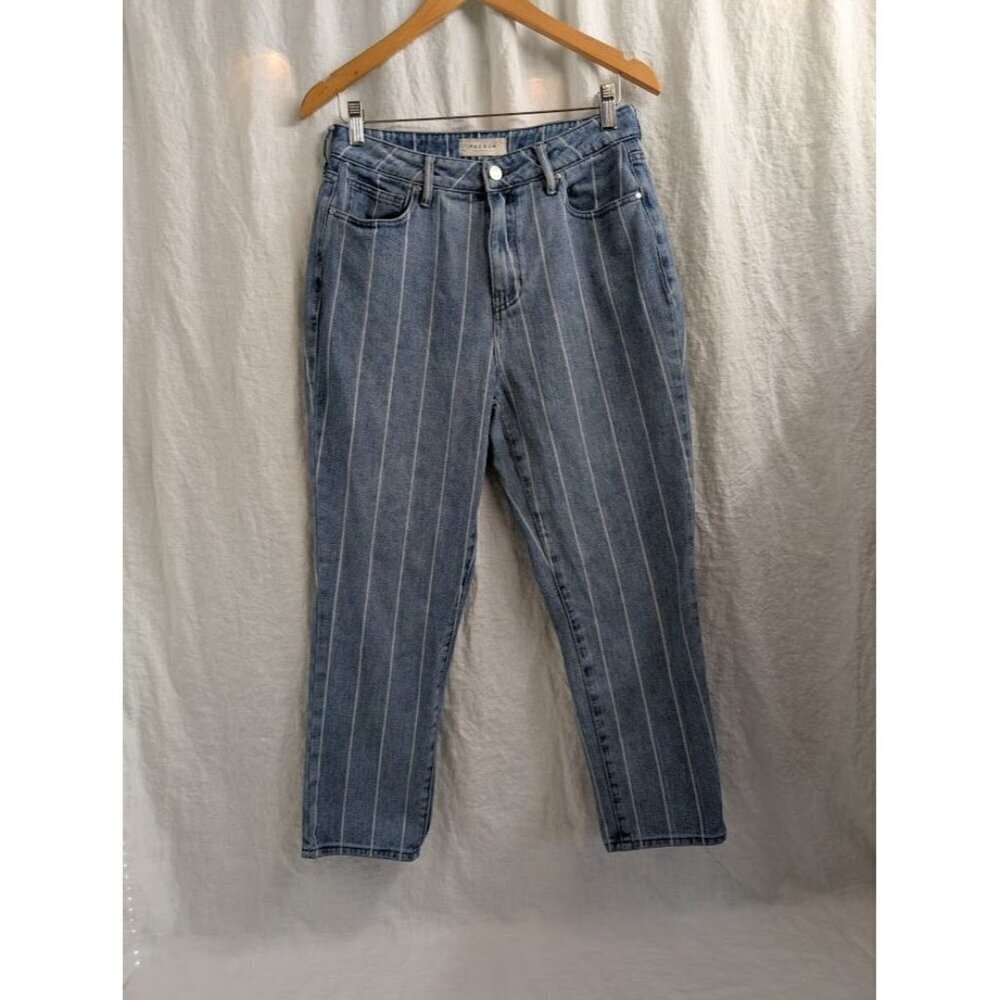 Pacsun Women's Medium-Wash White Striped 90s Y2K Mom Denim Jeans Size 28 S7